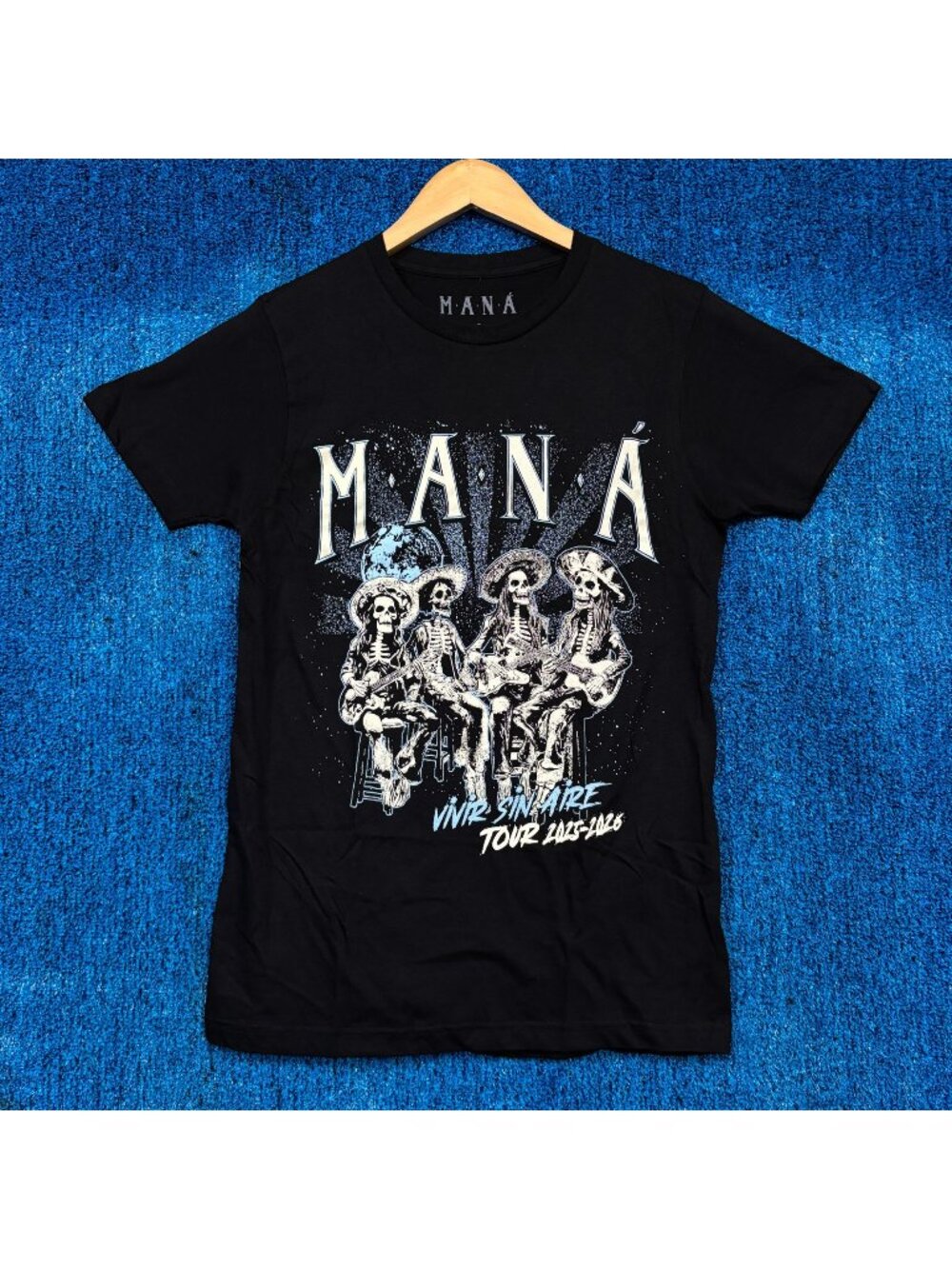 Mana Vivir Sin Aire 2025 Tour Dates Skeleton Mariachi Tee S